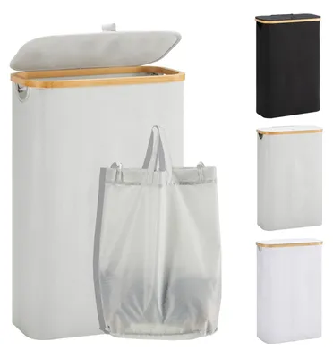 Image de Panier à linge pliable avec couvercle et poignées, 48 litres