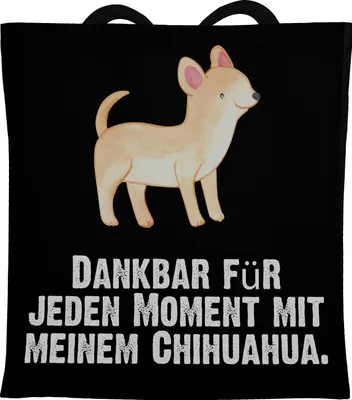 Produktbild von Mr. & Mrs. Panda Tote Bag Chihuahua Moment - Schwarz - Geschenk, Laptoptasche, Jutebeutel, Beutel, Stoffbeutel, Tasche