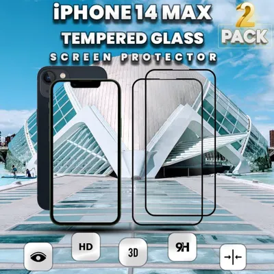 Obrázok produktu pre 2-balenie iPhone 14 Max Ochranné sklo na displej - Tvrdené sklo 9H - Super kvalita 3D