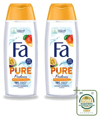 Produktbild von 2 x Fa Douchegel Pure Freshness Mango & Passievrucht - 250 ml - Vorratspackung - 2 Stücke