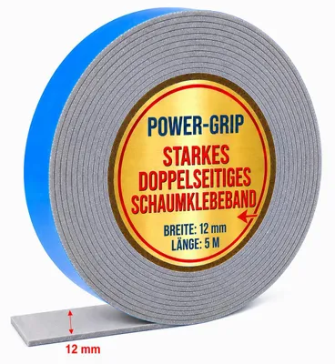 Produktbild von Doppelseitiges Montageband Schaum 12 mm x 5 m Stark Klebend Power-Grip-Verbindung