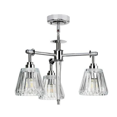 Produktbild von Hängeleuchte/Badezimmerleuchte Agatha 3xG9 Chrom poliert, Acrylstab, Glas klar H:33,5cm Ø:47,1cm IP44 3000K höhenverstellbar