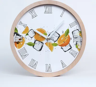 Produktbild von Holzuhr 25fi cm wanduhr - weiße Spitzen - Orangen mit Eis