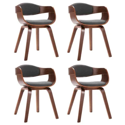 Image de vidaXL Chaises de salle à manger 4 pcs. Bois courbé et tissu Gris