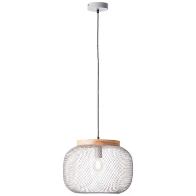 Produktbild von Pendelleuchte, 40 cm, E27, kürzbar, Metall/Holz, hell grau/braun