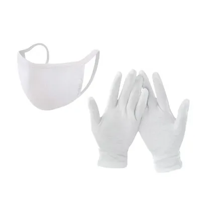 Produktbild von Masken-Handschuh-Set, Baumwolle, weiß