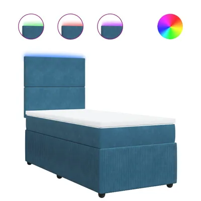 Produktbild von Boxspringbett mit Matratze Blau 90x190 cm Samt