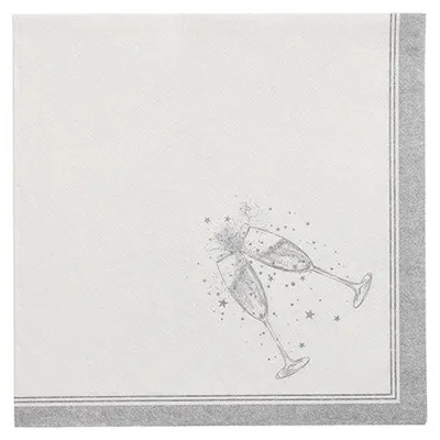 Produktbild von Servietten "ROYAL Collection" 1/4-Falz 40 cm x 40 cm silber "Festivities"