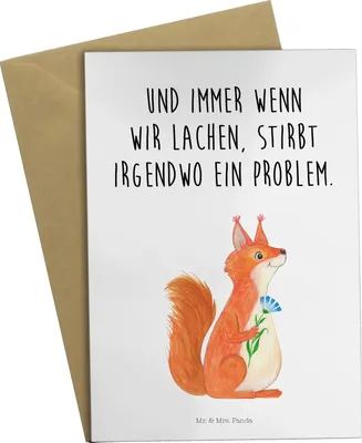 Produktbild von Mr. & Mrs. Panda valentinstagskarte Eichhörnchen Blume - Weiß - Geschenk, einladungskarten, hochzeitskarten, Eichhorn, Lachen, Spaß, glücklich Spruch, weihnachtskarten