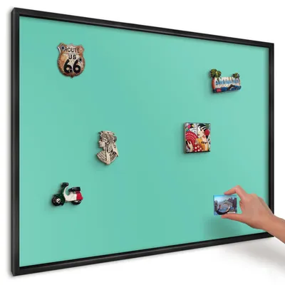 Produktbild von Magnettafel 100x70 cm mit schwarzem Rahmen - Magnetische Metalltafel, Magnetpinnwand zur Wandmontage für Wohnzimmer, Küche, Flur, Kinderzimmer und Büro - Starke Minze