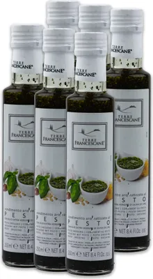 Produktbild von Food-United PESTO DRESSING ÖL 6x 250ml | italienisches Olivenöl extra nativ | 0,8 % Säure | Pesto-Aroma | Pesto-Geschmack | von TERRE FRANCESCANE | perfekt zu Salate Pasta Risotto Bruschetta