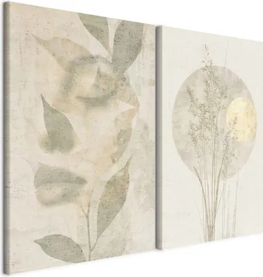 Produktbild von murando - Handart Bilder Set Florale Abstraktion Kunstdruck 80x60cm 2 Teilig je 40x60cm Collage 2er Vlies mit Acrylgel Beschichtet Wandbilder Leinwandbilder Dekoration - Skandinavischer a-H-10150-b-a