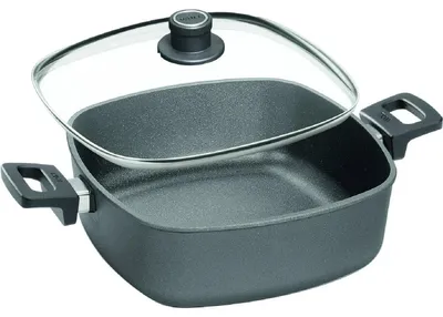 Produktbild von Woll, Guss-Bräter 28 cm mit Glasdeckel, viereckig Nowo Titanium, nicht für Induktion