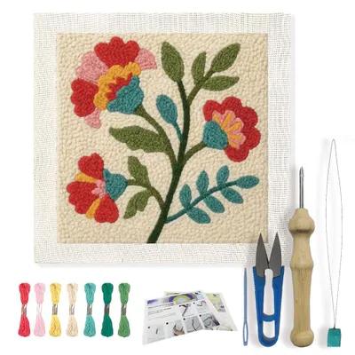 Produktbild von DIY Blumen Punch Nadel Kit - Stickerei für Anfänger mit Anleitungen