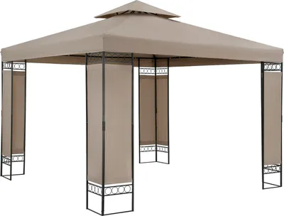 Produktbild von CASARIA® Pavillon Lorca 3x3m Metall Wasserabweisend UV-Schutz 50+ mit Seitenteile Stabil Gartenpavillon Luxus Modern Taupe
