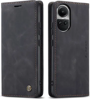 Obrázek produktu pro Oppo Reno10 Pouzdro, RetroPolyuretanKožené Pouzdro s Funkcí Stojánku pro Oppo Reno10 / Reno10 Pro černé