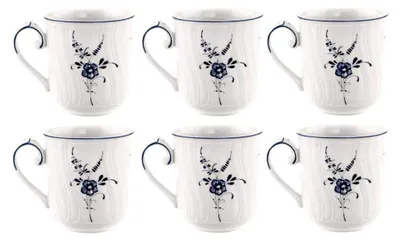 Produktbild von Kaffeebecher Set 6 Stück 250ml weiß blau Porzellan
