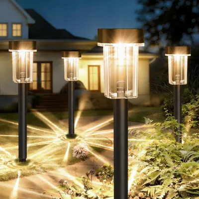 Productafbeelding van Zonnelampen voor buiten, 4 stuks warmwitte LED tuinlampen, IP65 waterdicht