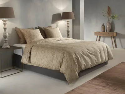 Produktbild von Zohome Satinado Bettbezug - 135x200 cm – Baumwoll-Satin – Hochwertige Bettwäsche mit Uni motiv – Weich - Atmungsaktiv und Hautfreundlich – inkl. 80x80 cm Kissenbezug – Beige