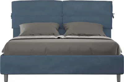 Produktbild von ITYHOME - Gepolstertes Bett mit Lattenrost 160x200 mit Mikrofaserbezug Blau Nandy