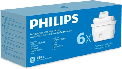 Produktbild von Philips Water Wasserfilter-Kartuschen Geschmack+, 6er-Pack, reduziert MIKROPLAST