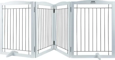 Obrázok produktu pre VEVOR Voľne stojaca bránka pre psov, bránka pre domácich miláčikov, 610 x 813 mm Bezpečnostná bránka do dverí 4-dielna skladacia bránka pre psov na široké a úzke priechody, rozkladacia skladacia bránka pre psov, biela schodisková bránka