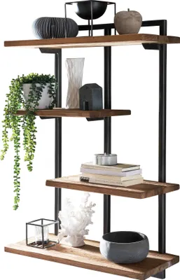 Produktbild von SIT Möbel Wandregal mit 4 Böden | Teak-Holz natur | Gestell Metall schwarz | B 70 x T 25 x H 97 cm | 07996-32 | Serie ROMANTEAKA