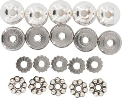 Produktbild von Glorex Metallperlen Zweischenteile silber 20 tlg.