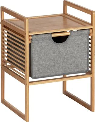 Produktbild von WENKO Beistelltisch mit Schublade Bahari, aus Bambus und Textilmaterial, Braun