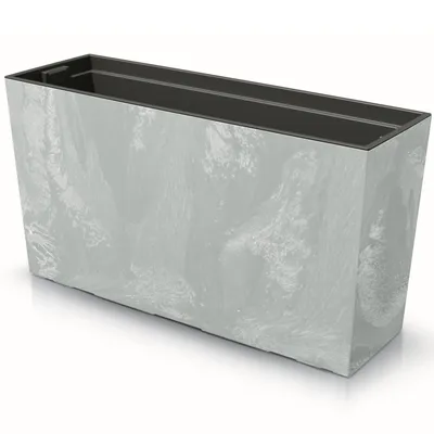 Obrázok produktu pre Kvetinový box s vložkou na rastliny Plastový 77x40 cm Betónová betónová konštrukcia Veľká veľkosť s 2 stabilizátormi Odolný voči UV žiareniu Balkónový box Vnútorné / vonkajšie priestory