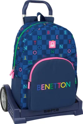 Immagine prodotto di Zaino scuola con ruote Benetton Damero blu navy 30 x 46 x 14 cm