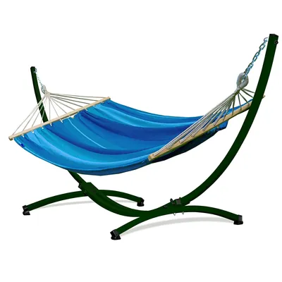 Produktbild von Potenza Outdoor Hängematte mit Gestell für 2 Personen I Stabhängematte XXL 220x160, 200kg I Grün Hängemattengestell 220kg Wetterfest