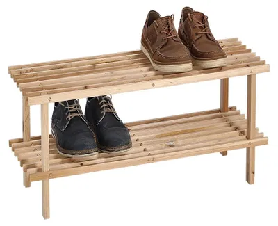 Zdjęcie produktu dla Drewniany stojak na buty, obuwie, 2 poziomy, ZELLER