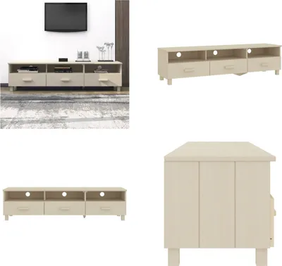 Produktbild von vidaXL TV Schrank HAMAR Honigbraun 158x40x40 cm Massivholz Kiefer - TV-Schrank - TV-Schränke - TV-Schrank Mit Schubladen - TV-Möbel