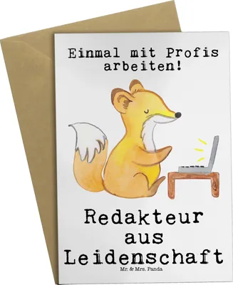 Produktbild von Mr. & Mrs. Panda Grußkarte Redakteur Leidenschaft - Weiß - Geschenk, weihnachtskarten, Lustig, neujahrskarte, einladungskarten, hochzeitskarten, Witzig, Online, Spruch