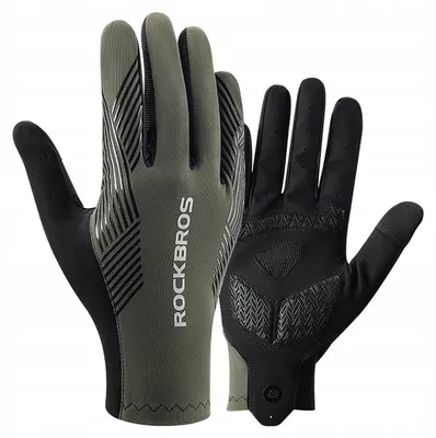 Produktbild von Rockbros Langfinger Fahrradhandschuhe stoßdämpfend Grün L