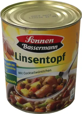 Produktbild von Sonnen Bassermann Linsentopf 800G - 12 Packungen / 9,6KG Vorteilsset