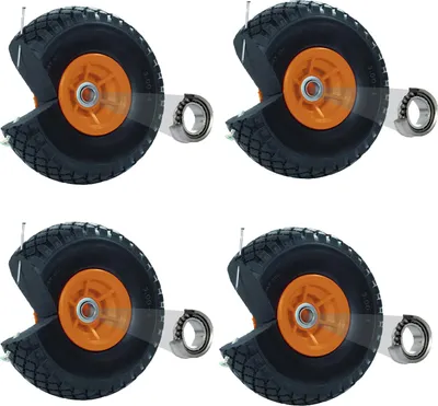 Produktbild von 4x Sackkarrenrad PolyurethanRad 260x85 mm 3.00-4 60 mm versetze Nabe Ø 20 mm orange Vollgummi Bollerwagen