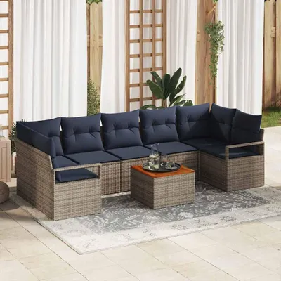 Produktbild von Maison Exclusive - Gartensofa-set mit Kissen 8 pcs Grau Poly-Rattan