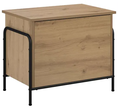 Image de Boîte de rangement en bois imitation chêne, dimensions 80 x 40 x 49,5 cm