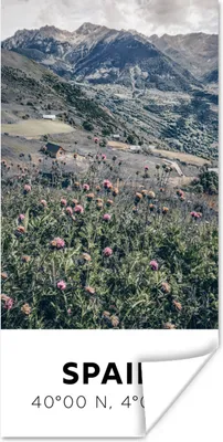 Produktbild von MuchoWow® Poster Spanien - Berge - Blumen 75x150 cm - Dekoration für die Wände