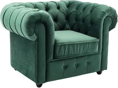 Produktbild von Sessel Relaxsessel CHESTERFIELD Samt dunkelgrün 114 cm