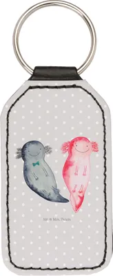 Produktbild von Mr. & Mrs. Panda schlüssel anhänger Axolotl Freundin - Grau Pastell - Geschenk, für, Schlüsselanhänger Mit Spruch, Paar, Liebe, Taschenanhänger, kunstleder, Valentinstag