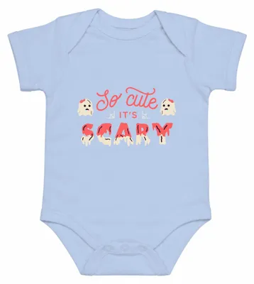 Image de Body pour bébé, motif "Fantôme d'Halloween", très mignon et un peu effrayant, couleur bleu clair, taille 0/3 mois