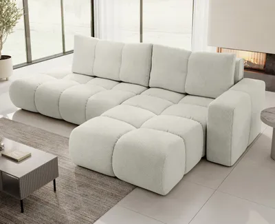 Image de AX LIVING Canapé d'angle Beige Fonction sommeil Hosio 288 cm - Design élégant avec confort à droite