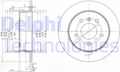 Produktbild von 2x DELPHI Bremsscheibe BG3710 passend für MERCEDES-BENZ A-Klasse (W168) 55 3mm