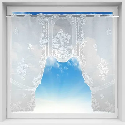 Produktbild von Bogengardine mit Stangendurchzug, Bistrogardine Maße: 120x105 cm, Design: Bella