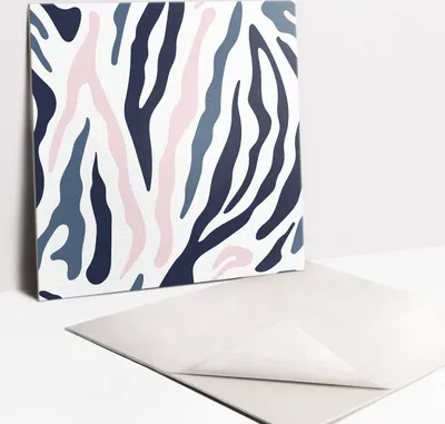 Produktbild von Fliesenaufkleber Set - 9 Stück Selbstklebende PVC Fliesen-Designs - Für Bad und Küche 30 x 30 - Buntes Zebra