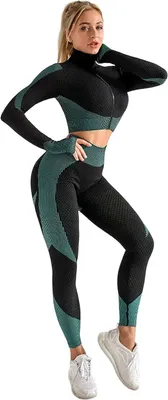 Produktbild von Stylisches Leggings und T-Shirt Set in Schwarz/Grün KP25019