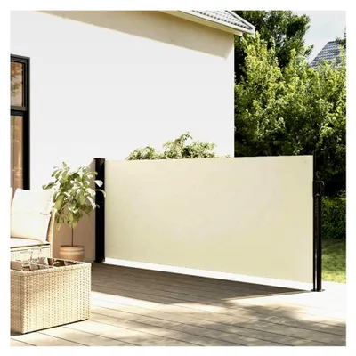 Produktbild von Ausziehbare Seitenmarkise Creme 120x500 cm, Balkonmarkise wasserdicht für Terrasse, Garten und Café